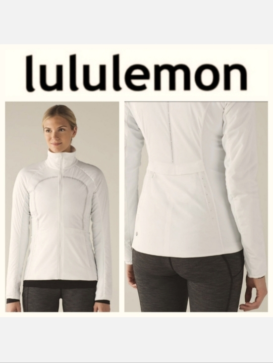 lululemon athletica Jackets & Blazers - Lululemon Run For Cold Thermo-regulating Reflective Active Jacket in White Sz 4